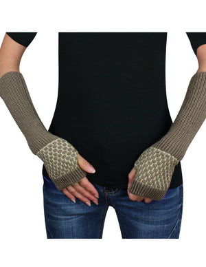 Honeycomb Pattern Soft Acrylic Fingerless Arm Warmer Gloves