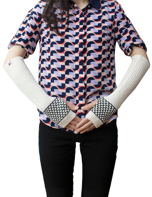 Honeycomb Pattern Soft Acrylic Fingerless Arm Warmer Gloves