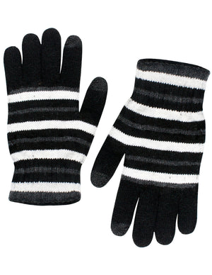 Unisex Striped Wool Blend Touch Screen Gloves