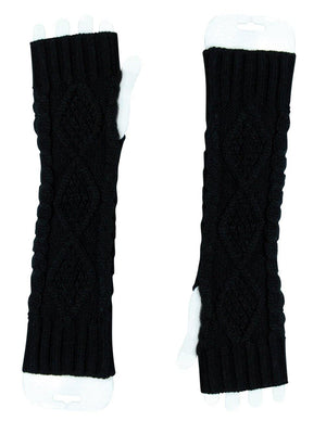 Aran Soft Acrylic Knit Fingerless Arm Warmer Gloves - Dahlia