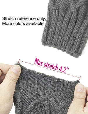 Aran Soft Acrylic Knit Fingerless Arm Warmer Gloves - Dahlia