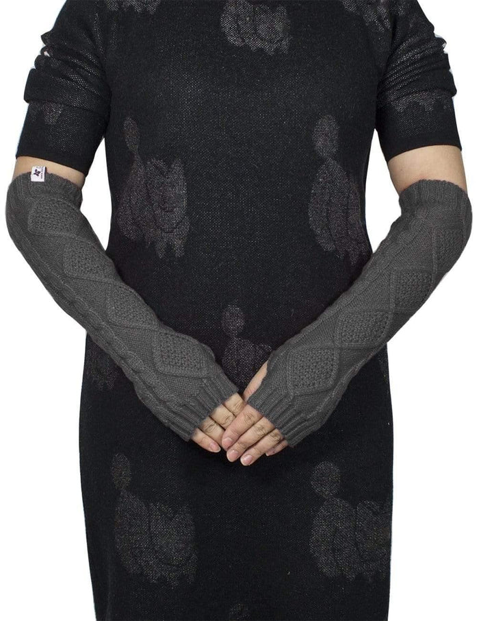Aran Soft Acrylic Knit Fingerless Arm Warmer Gloves