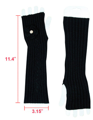 Flower Pearl Acrylic Fingerless Arm Warmer Gloves