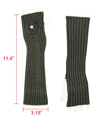 Flower Pearl Acrylic Fingerless Arm Warmer Gloves