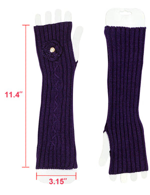 Flower Pearl Acrylic Fingerless Arm Warmer Gloves