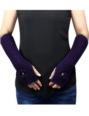 Flower Pearl Acrylic Fingerless Arm Warmer Gloves