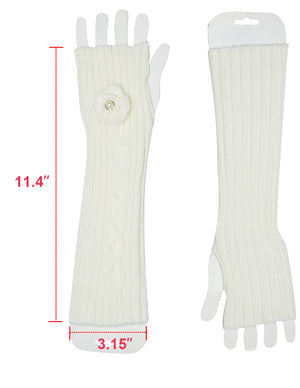 Flower Pearl Acrylic Fingerless Arm Warmer Gloves
