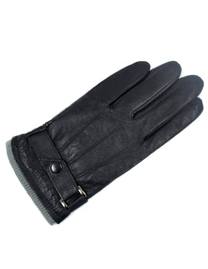 Men's Winter Leather Gloves Wrist Belt