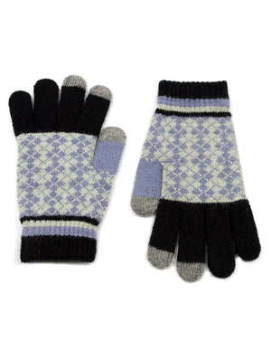 Men's Wool Blend Touchscreen Knit Gloves Argyle Pattern