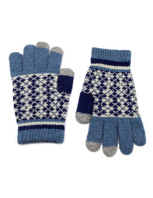 Men's Wool Blend Touchscreen Knit Gloves Argyle Pattern