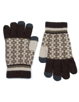 Men's Wool Blend Touchscreen Knit Gloves Argyle Pattern