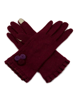 Triple Flower Wool Blend Touchscreen Gloves