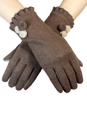 Triple Flower Wool Blend Touchscreen Gloves