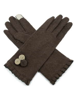 Triple Flower Wool Blend Touchscreen Gloves