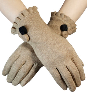 Triple Flower Wool Blend Touchscreen Gloves