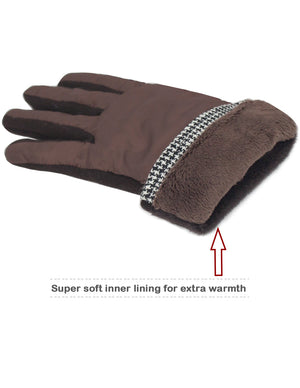 Houndstooth Accent Touchscreen Gloves