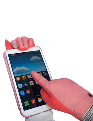 Houndstooth Accent Touchscreen Gloves