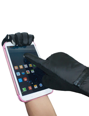 Men's Fleece Lining Touchscreen Gloves Wrist Belt