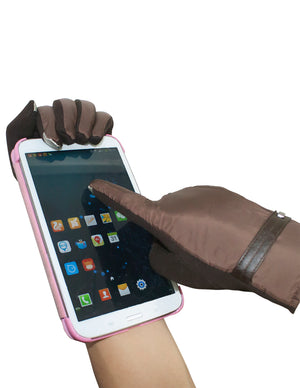 Men's Fleece Lining Touchscreen Gloves Wrist Belt