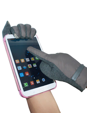 Men's Fleece Lining Touchscreen Gloves Wrist Belt