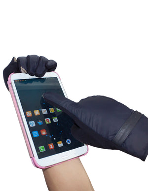 Men's Fleece Lining Touchscreen Gloves Wrist Belt