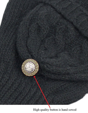 Cable Knit Winter Wool Flip Top Gloves