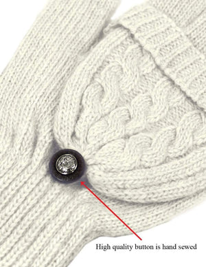 Cable Knit Winter Wool Flip Top Gloves