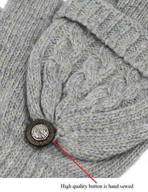 Cable Knit Winter Wool Flip Top Gloves