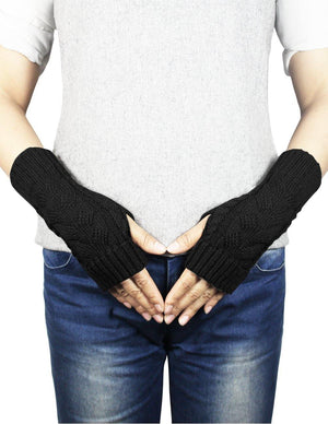 Cable Fingerless Arm Warmers Gloves Short