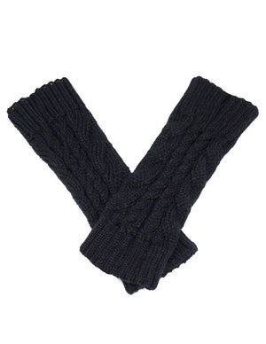 Cable Fingerless Arm Warmers Gloves Short
