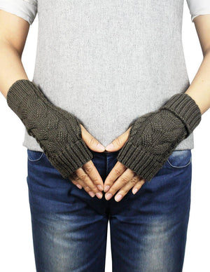 Cable Fingerless Arm Warmers Gloves Short