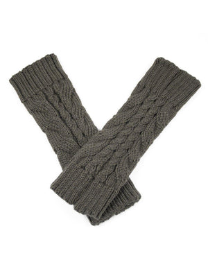 Cable Fingerless Arm Warmers Gloves Short
