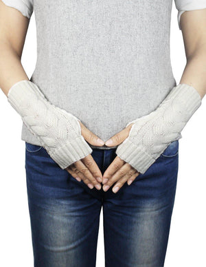 Cable Fingerless Arm Warmers Gloves Short