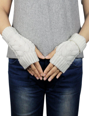 Cable Fingerless Arm Warmers Gloves Short