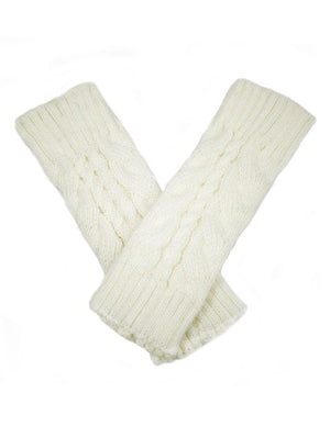 Cable Fingerless Arm Warmers Gloves Short