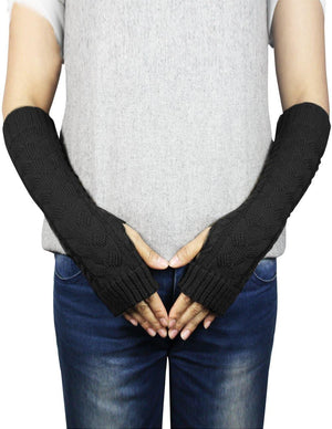 Cable Fingerless Arm Warmers Gloves Medium