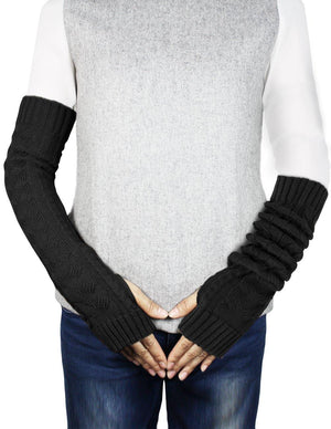 Cable Fingerless Arm Warmers Gloves Long
