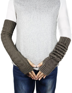 Cable Fingerless Arm Warmers Gloves Long