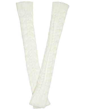 Cable Fingerless Arm Warmers Gloves Long