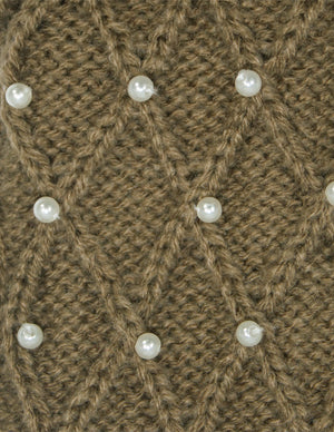 Fingerless Arm Warmers Gloves Pearl Lattice Medium