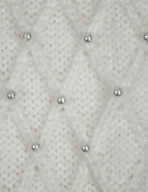 Fingerless Arm Warmers Gloves Pearl Lattice Medium