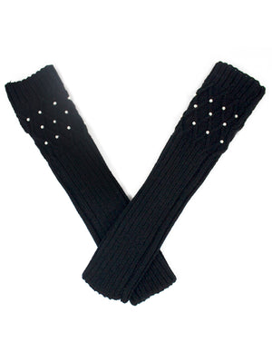 Fingerless Arm Warmers Gloves Pearl Lattice Medium
