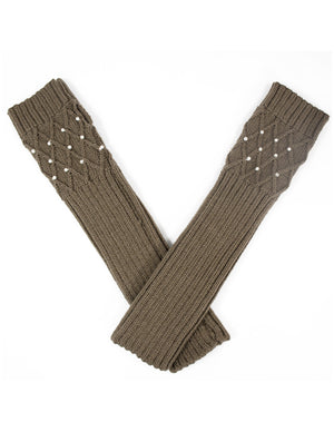 Fingerless Arm Warmers Gloves Pearl Lattice Medium