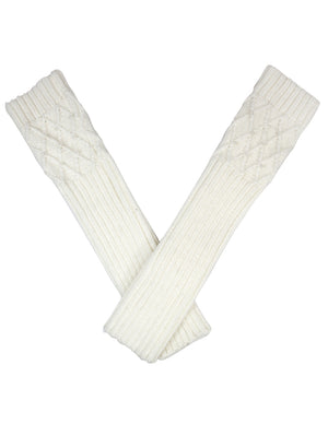 Fingerless Arm Warmers Gloves Pearl Lattice Medium