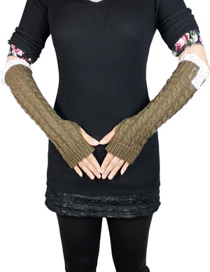 Fingerless Arm Warmer Gloves Lace Rose Button Medium