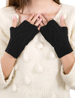 Fingerless Arm Warmer Gloves Aran Short