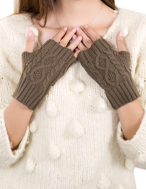 Fingerless Arm Warmer Gloves Aran Short