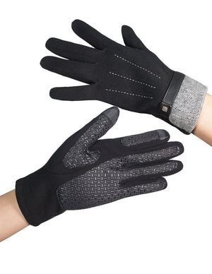 Men's Lined Touchscreen Gloves Heather Belt Cuff Gloves