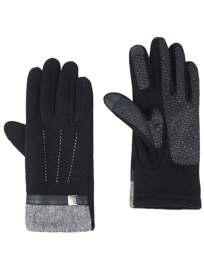 Men's Lined Touchscreen Gloves Heather Belt Cuff Gloves