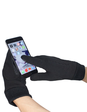 Men's Lined Touchscreen Gloves Solid Zigzag Stitch Gloves